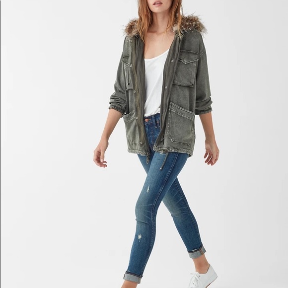 Splendid Dune Sateen Anorak Faux Fur Hood Jacket - Picture 3 of 13